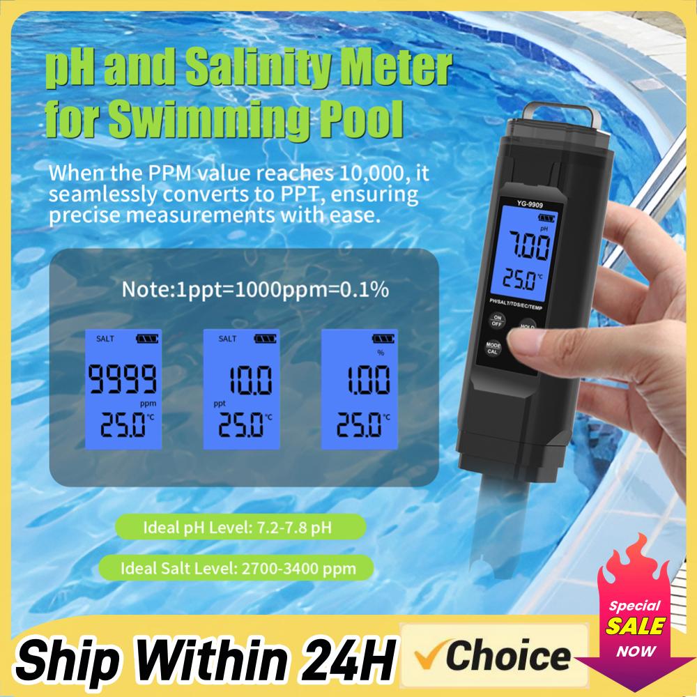 Ec Meter Digital - 5-in-1 Digital Water Quality Tester TDS/EC/Temperature/Salinity/PH