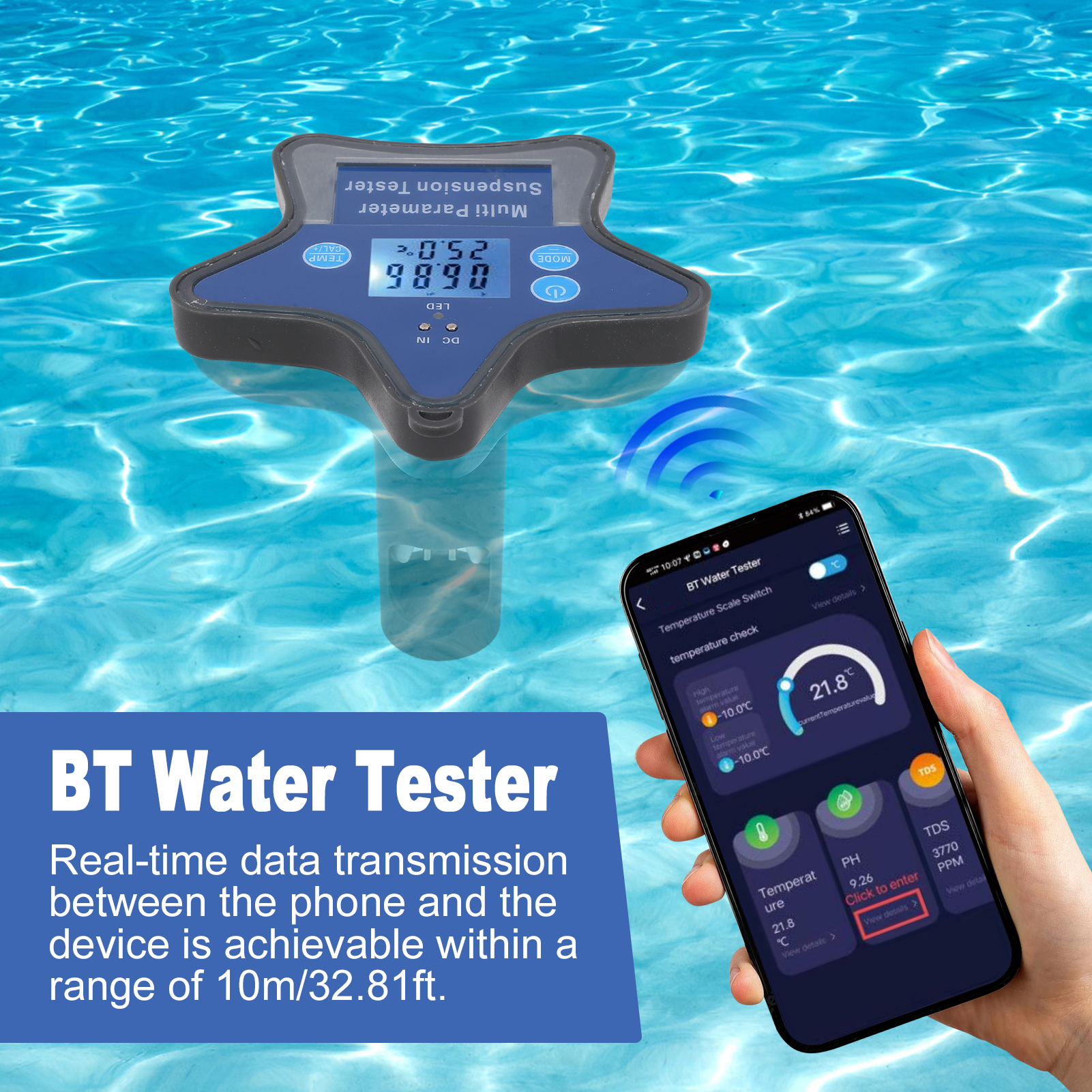 Ec Meter Digital - BT Water Quality Monitor Nine in