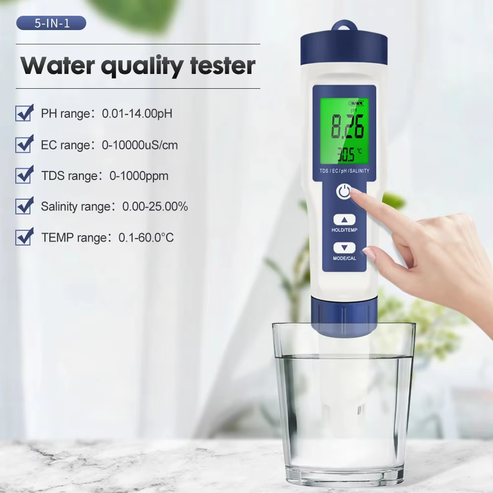 5-in-1 Digital pH Meter TDS EC - مراجعة Ec Meter Digital وسعره