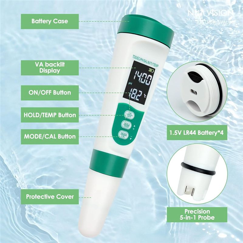 AT02-5 In1 Digital PH Meter Hi - مراجعة Ec Meter Digital وسعره