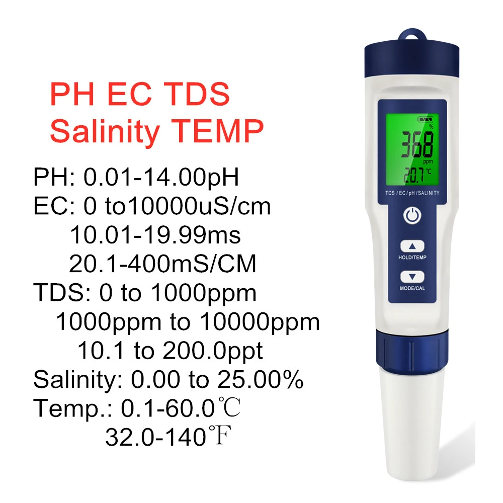 5 In 1 Digital PH TDS EC Meter - مراجعة Ec Meter Digital وسعره