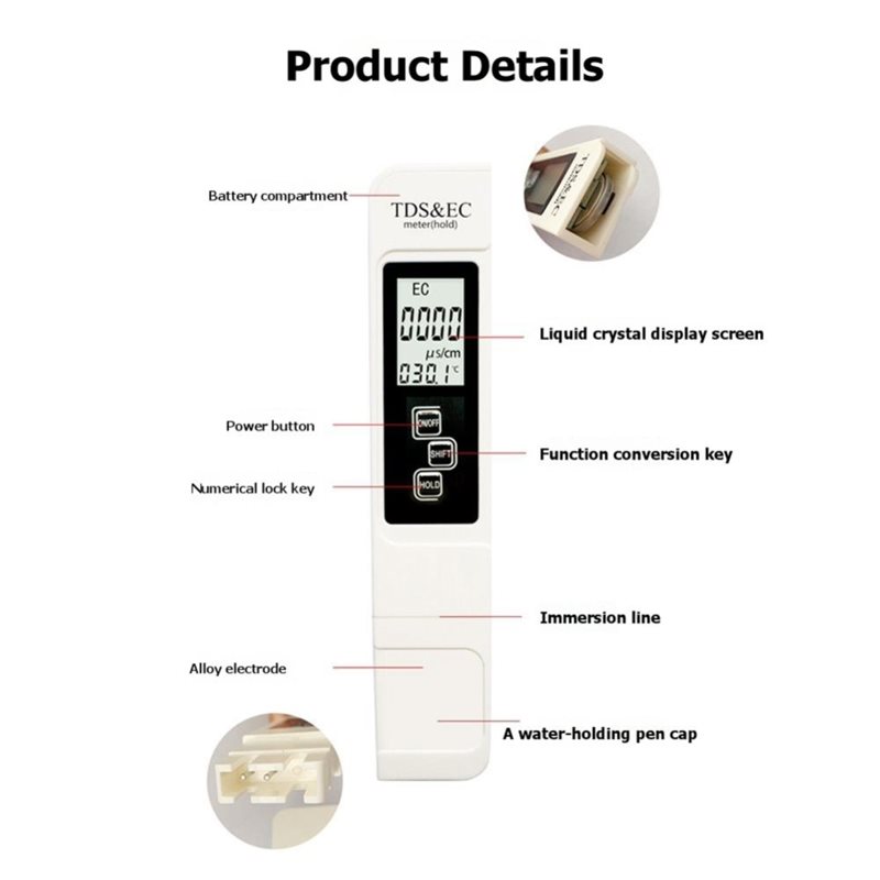 AB46-2PCS TDS EC Meter 4 In 1  - مراجعة Ec Meter Digital وسعره